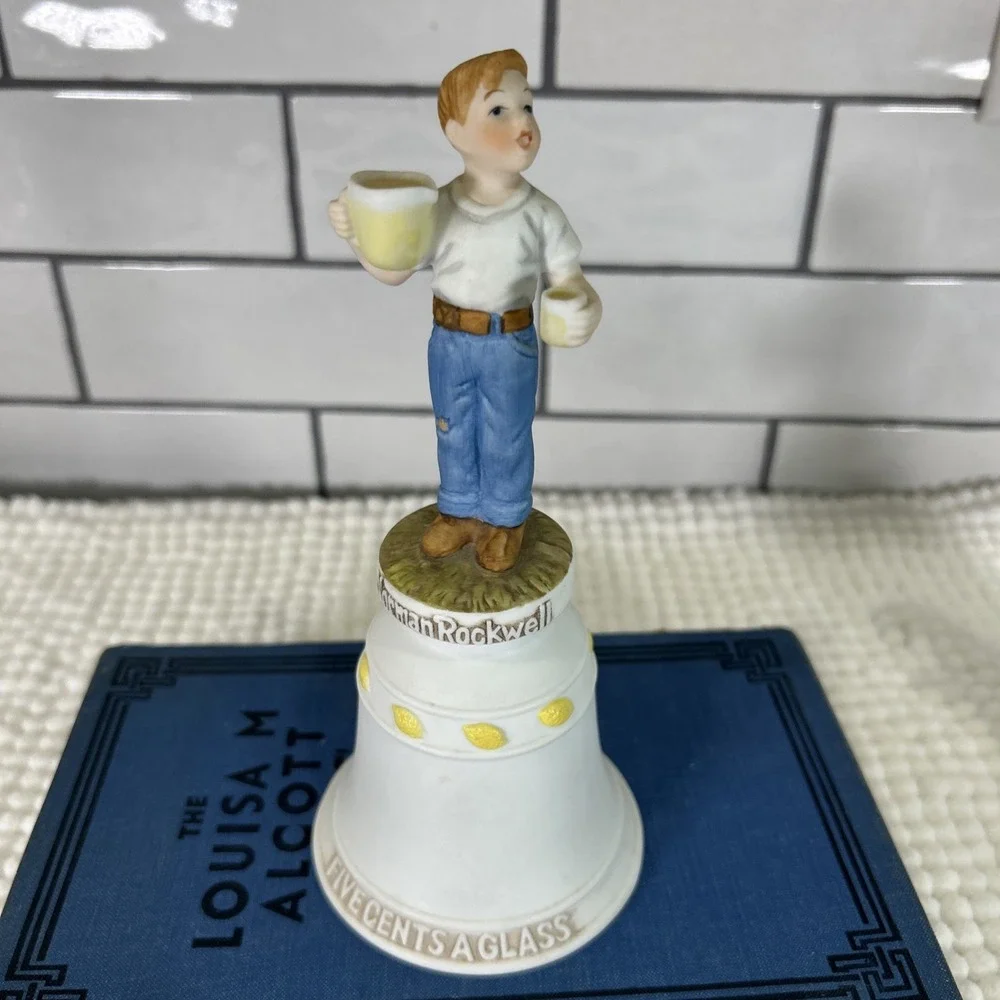 Vintage Norman Rockwell Bell Five Cents a Glass 1978 Porcelain Limited Edition